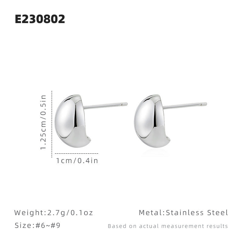 Round Stud Earrings For Women Featuring Waterproof Non Tarnish Gold Titanium Steel With 304 Stainless Steel Ear Pins
