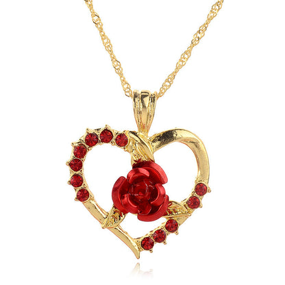 Heart Shape Necklace For Women In Gold Featuring Electroplated Alloy Pendant
