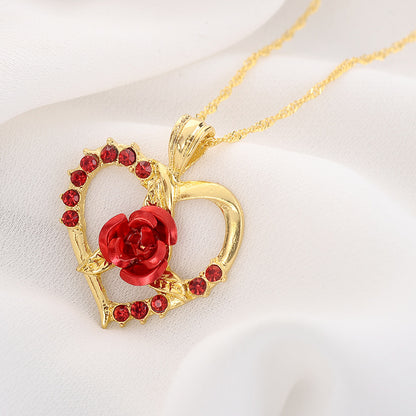 Heart Shape Necklace For Women In Gold Featuring Electroplated Alloy Pendant