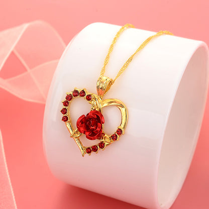 Heart Shape Necklace For Women In Gold Featuring Electroplated Alloy Pendant