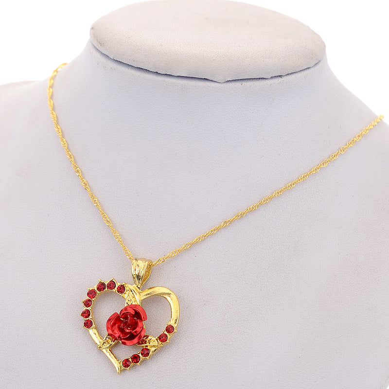 Heart Shape Necklace For Women In Gold Featuring Electroplated Alloy Pendant