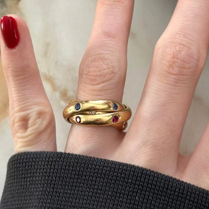 Retro Geometric Titanium Steel Ring For Women In Colour