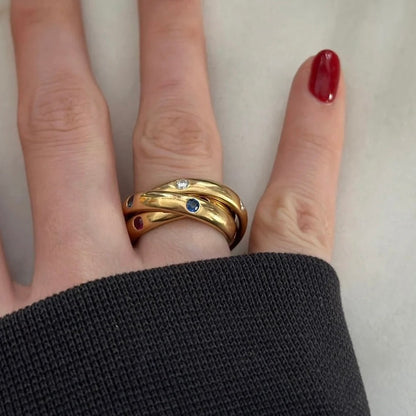 Retro Geometric Titanium Steel Ring For Women In Colour