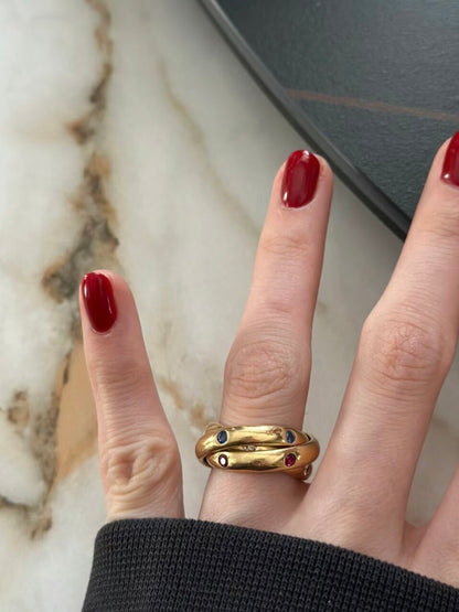 Retro Geometric Titanium Steel Ring For Women In Colour