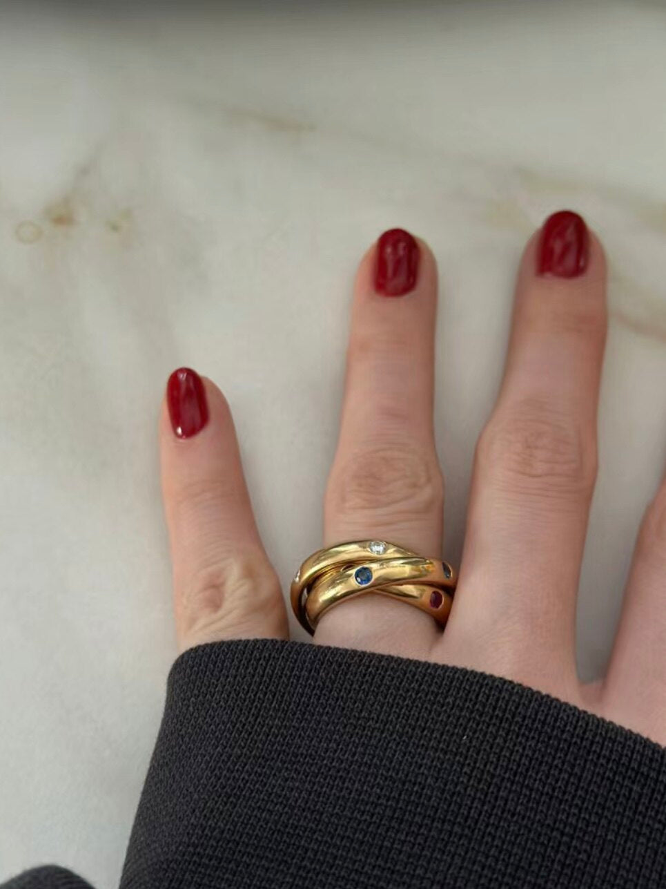 Retro Geometric Titanium Steel Ring For Women In Colour