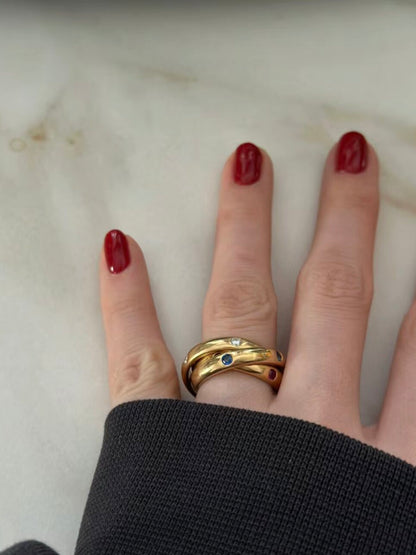 Retro Geometric Titanium Steel Ring For Women In Colour