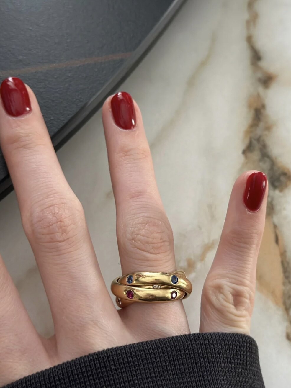 Retro Geometric Titanium Steel Ring For Women In Colour