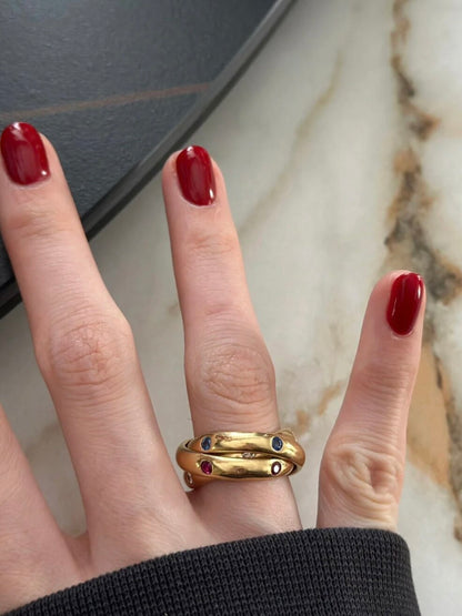 Retro Geometric Titanium Steel Ring For Women In Colour