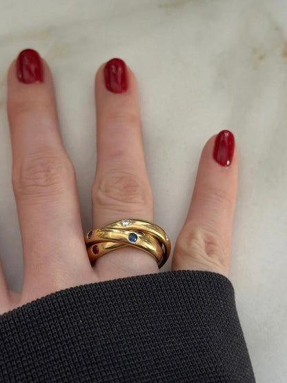 Retro Geometric Titanium Steel Ring For Women In Colour