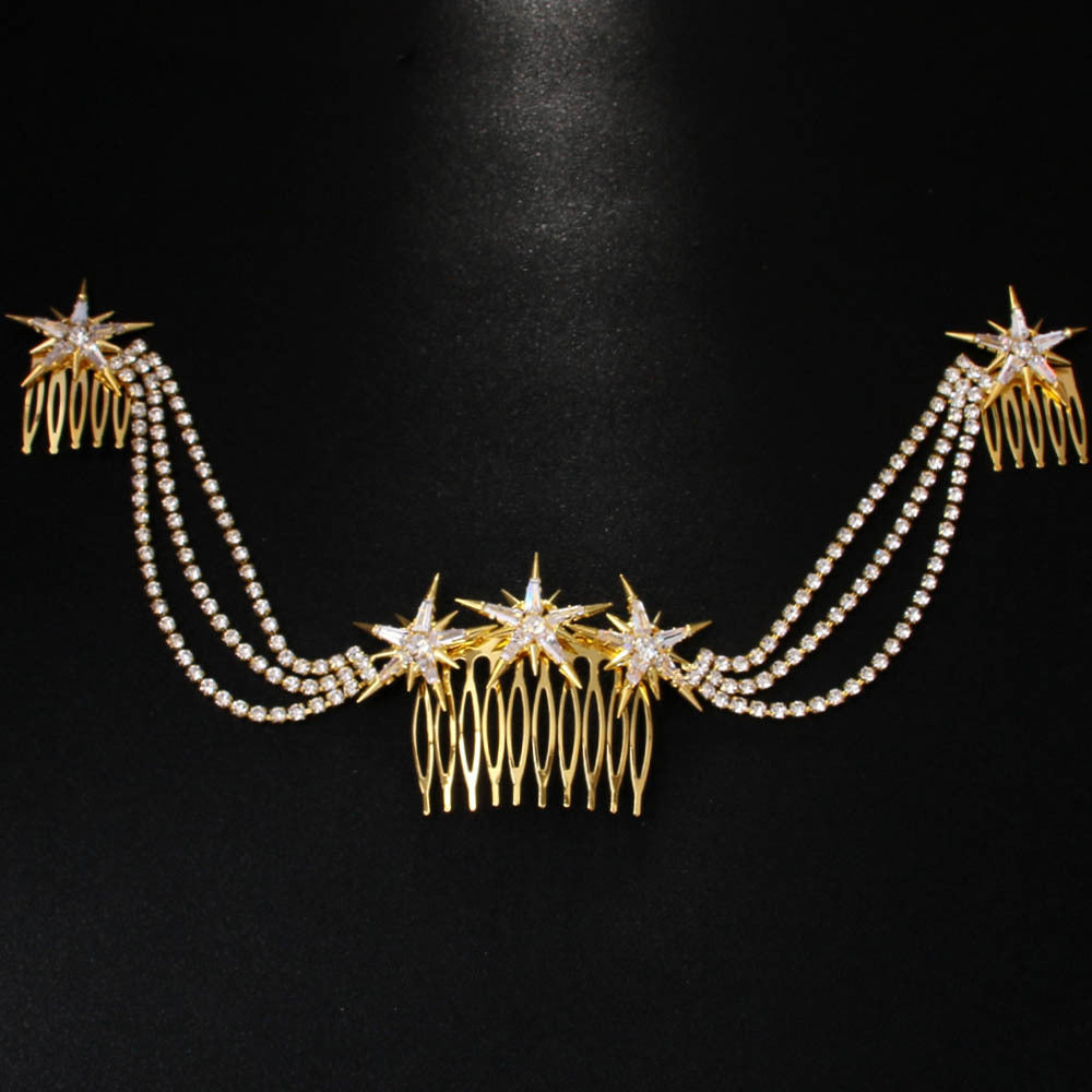Hexagram Rhinestones Hair Comb For Women In Wedding Style, Perfect For Wedding Season Accessories