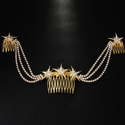 Hexagram Rhinestones Hair Comb For Women In Wedding Style, Perfect For Wedding Season Accessories