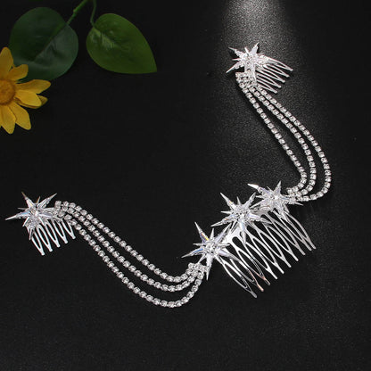 Hexagram Rhinestones Hair Comb For Women In Wedding Style, Perfect For Wedding Season Accessories