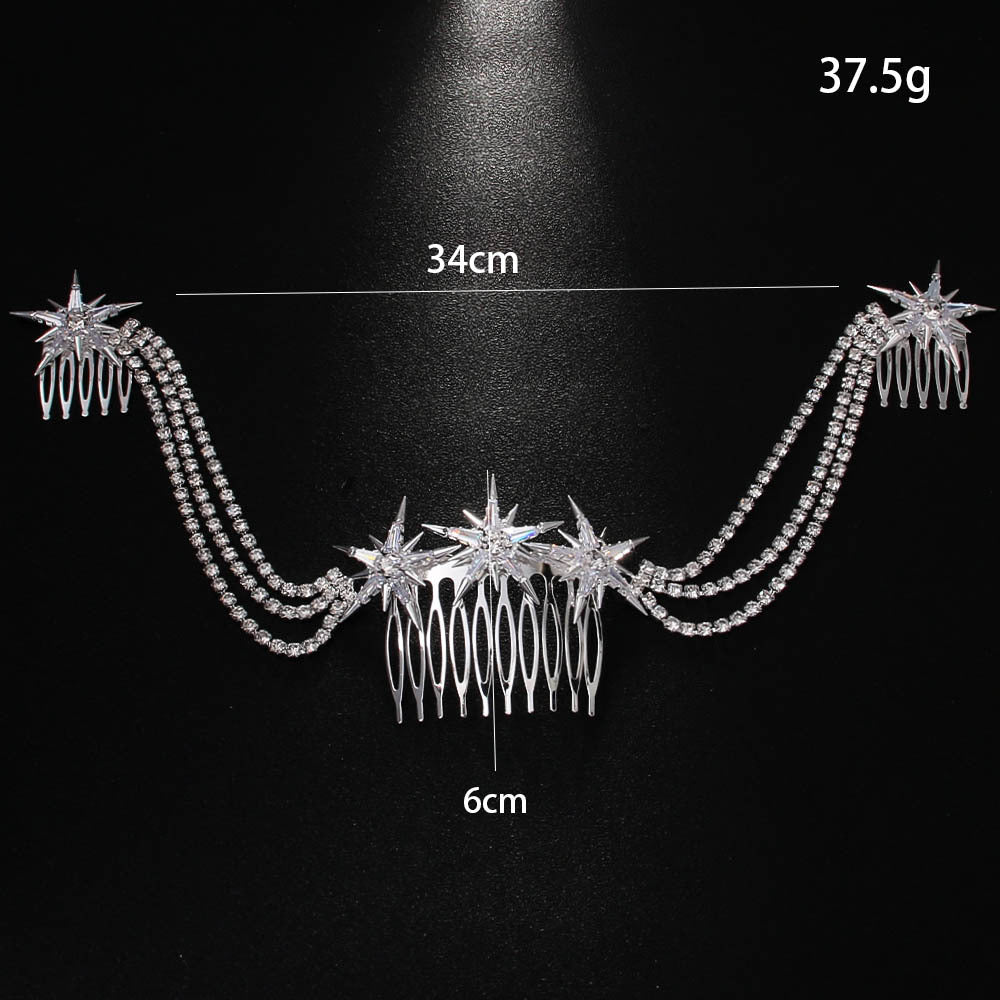 Hexagram Rhinestones Hair Comb For Women In Wedding Style, Perfect For Wedding Season Accessories