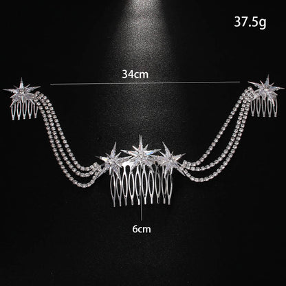 Hexagram Rhinestones Hair Comb For Women In Wedding Style, Perfect For Wedding Season Accessories