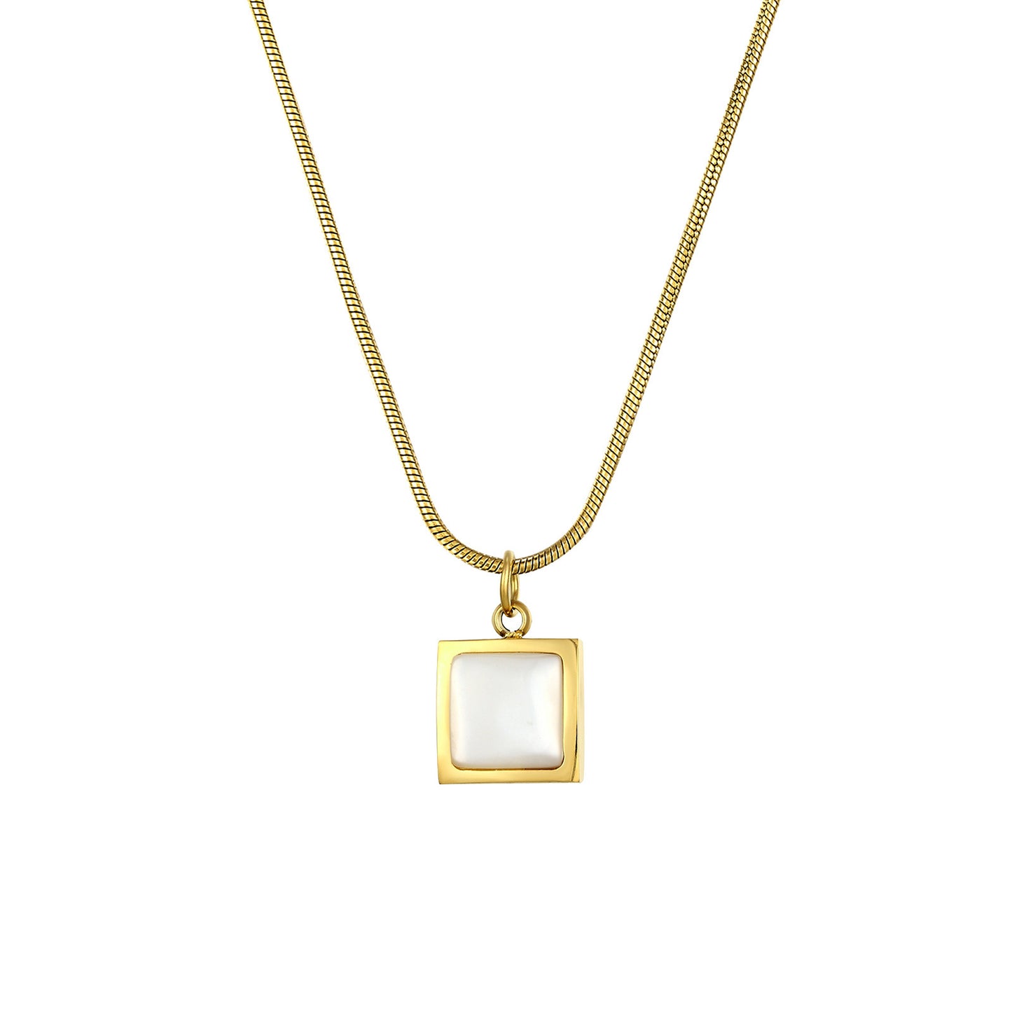 Simple Style Necklace For Women With Titanium Steel Chain And Mother-of-Pearl Shell Pendant