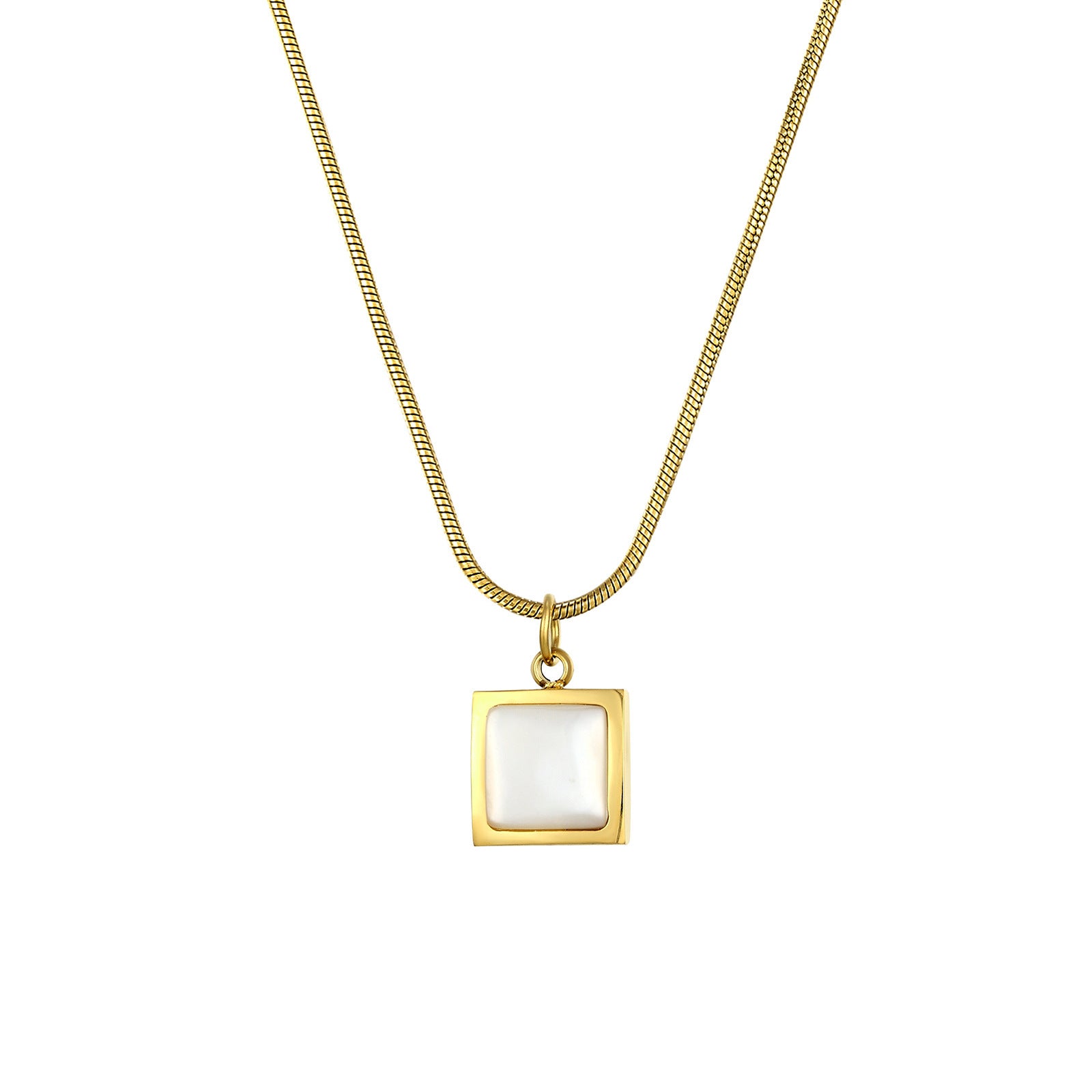 Simple Style Necklace For Women With Titanium Steel Chain And Mother-of-Pearl Shell Pendant
