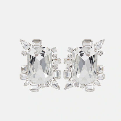Retro Silver Quadrilateral Clip Earrings For Women, Made Of Durable Alloy