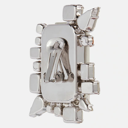 Retro Silver Quadrilateral Clip Earrings For Women, Made Of Durable Alloy