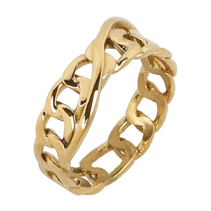Infinity Wave Ring For Women In Titanium Steel With 14K Real Gold Electroplated Finish, Elegant Gold Tone