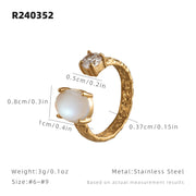 Gold Moonstone Open Ring