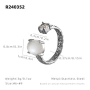 Steel-colored Moonstone Open Ring