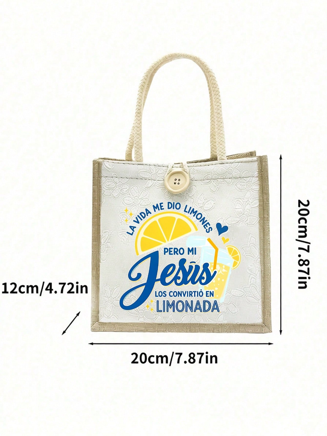 Unisex Square Shoulder Bag With Cartoon Lemon Pattern Printing, Made Of Polyester, Featuring Double Handle Design