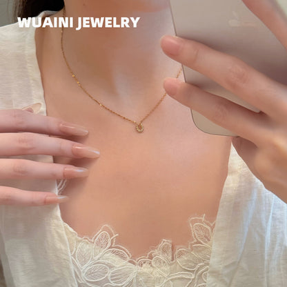 Geometric Necklace For Women In Gold, Waterproof Non Tarnish Titanium Steel With Zircon Inlay
