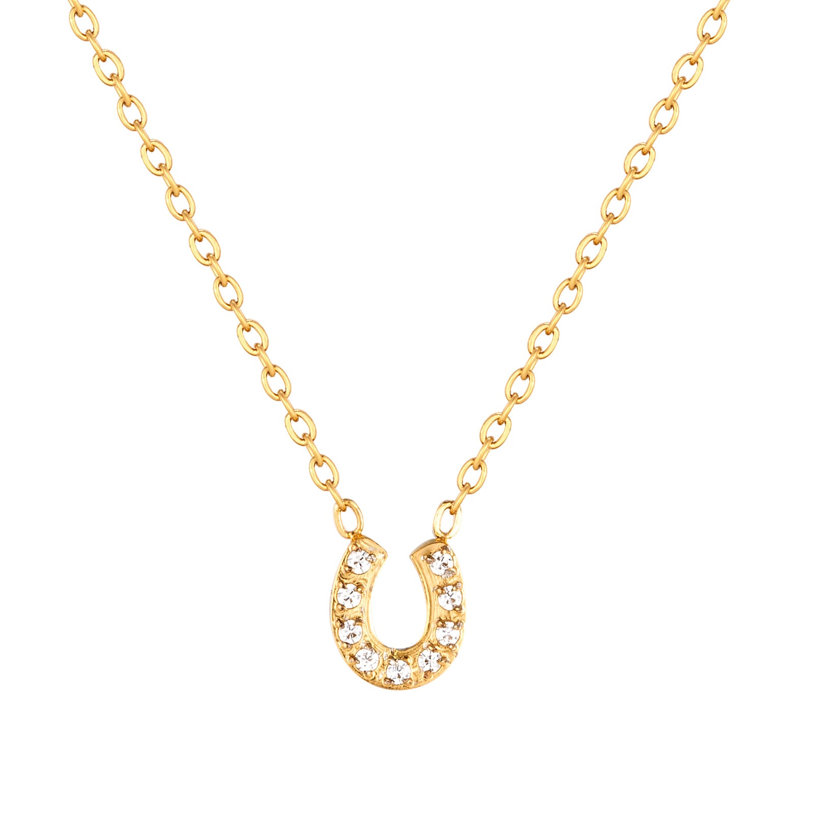 Geometric Necklace For Women In Gold, Waterproof Non Tarnish Titanium Steel With Zircon Inlay