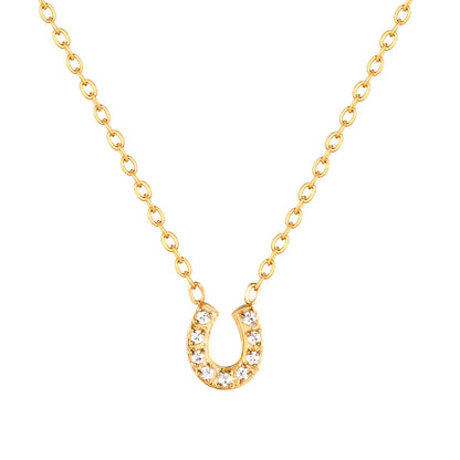 Geometric Necklace For Women In Gold, Waterproof Non Tarnish Titanium Steel With Zircon Inlay