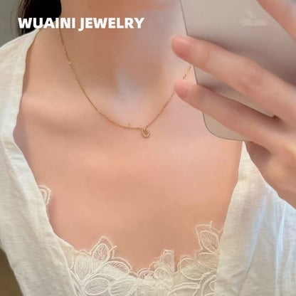 Geometric Necklace For Women In Gold, Waterproof Non Tarnish Titanium Steel With Zircon Inlay