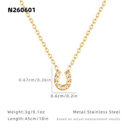 Geometric Necklace For Women In Gold, Waterproof Non Tarnish Titanium Steel With Zircon Inlay