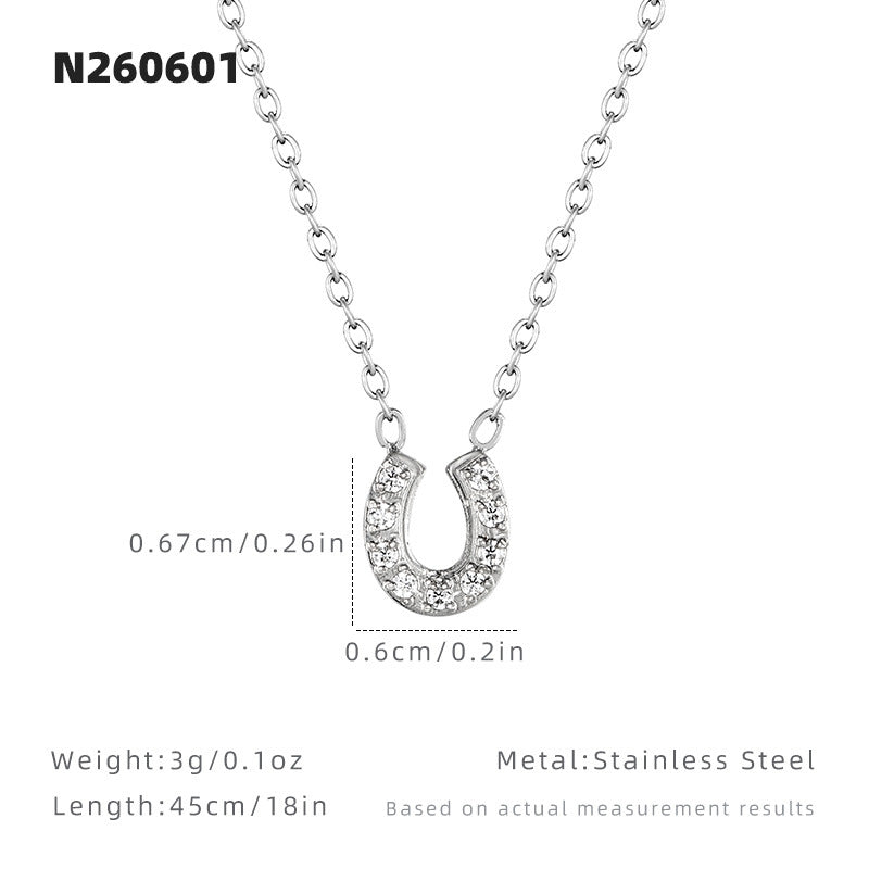 Geometric Necklace For Women In Gold, Waterproof Non Tarnish Titanium Steel With Zircon Inlay