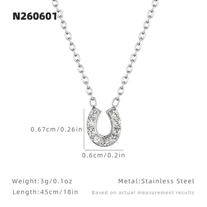 Geometric Necklace For Women In Gold, Waterproof Non Tarnish Titanium Steel With Zircon Inlay