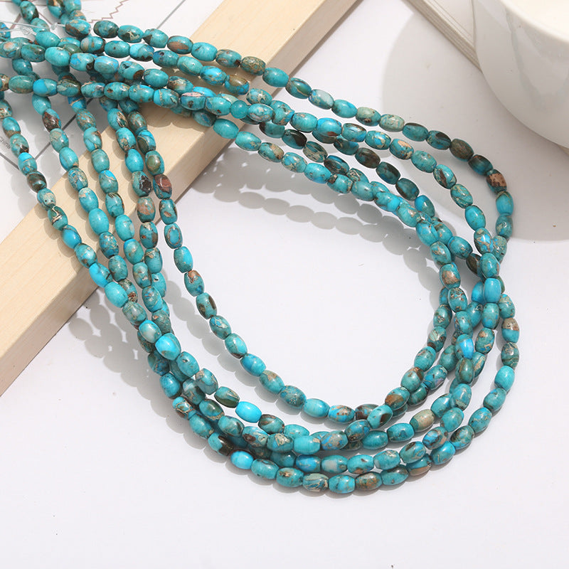 Natural Stone Turquoise Inlay Beads For Jewelry Making Featuring Cutting Printing Technique