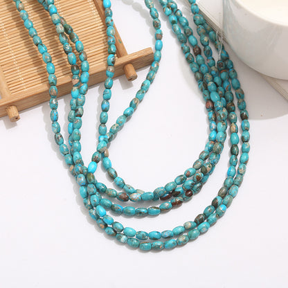 Natural Stone Turquoise Inlay Beads For Jewelry Making Featuring Cutting Printing Technique