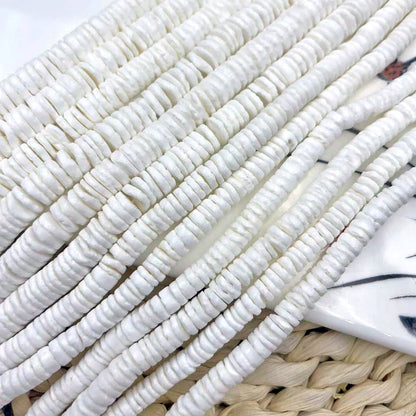 Polished Shell Spacer Bars For Jewelry Making, Diameter 8mm, White Baroque Style Beads