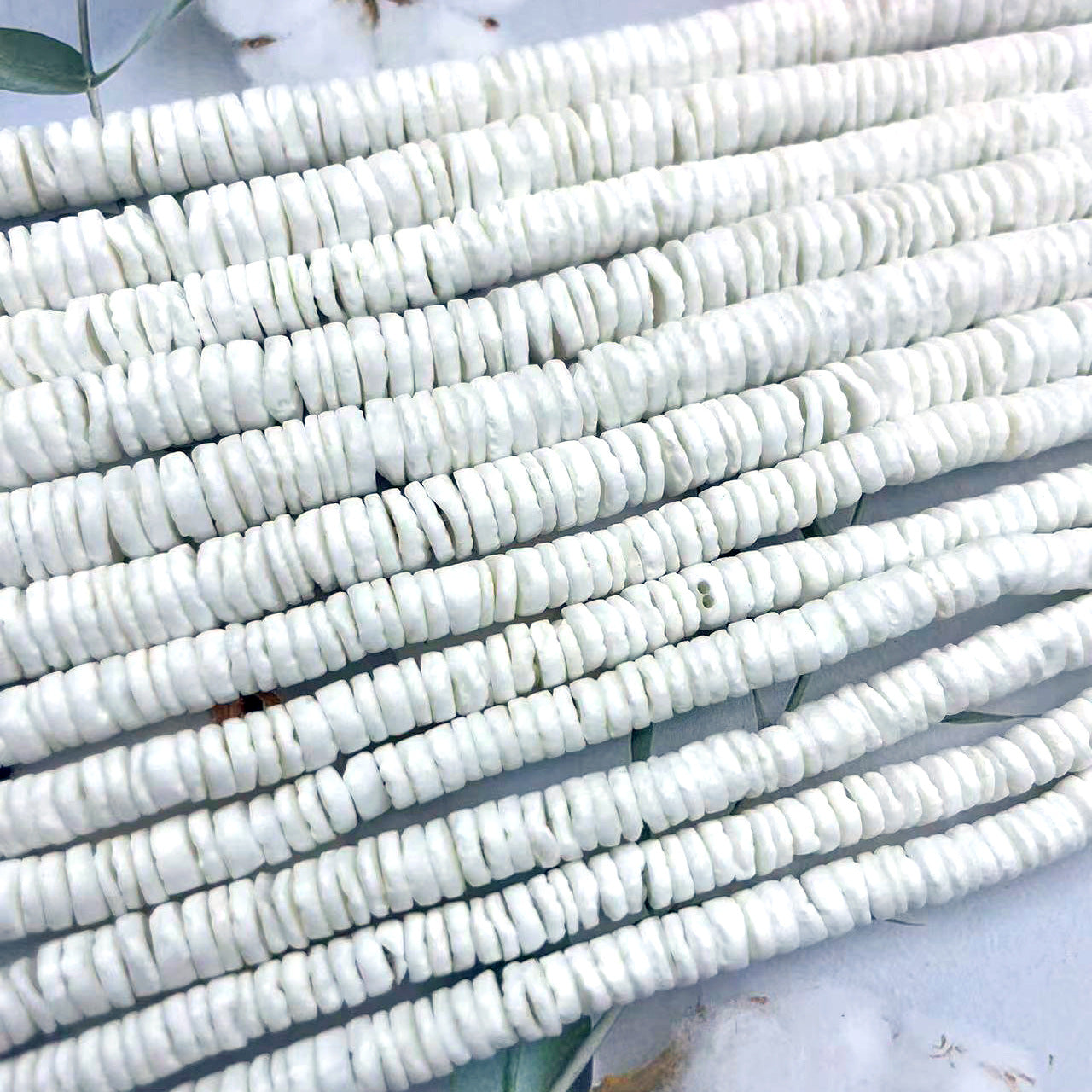 Polished Shell Spacer Bars For Jewelry Making, Diameter 8mm, White Baroque Style Beads