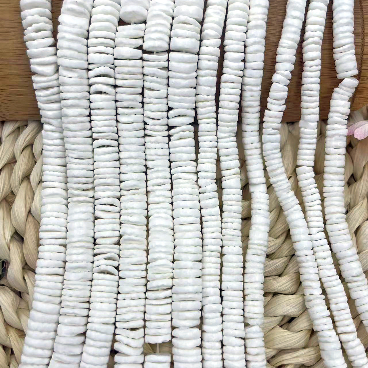 Polished Shell Spacer Bars For Jewelry Making, Diameter 8mm, White Baroque Style Beads