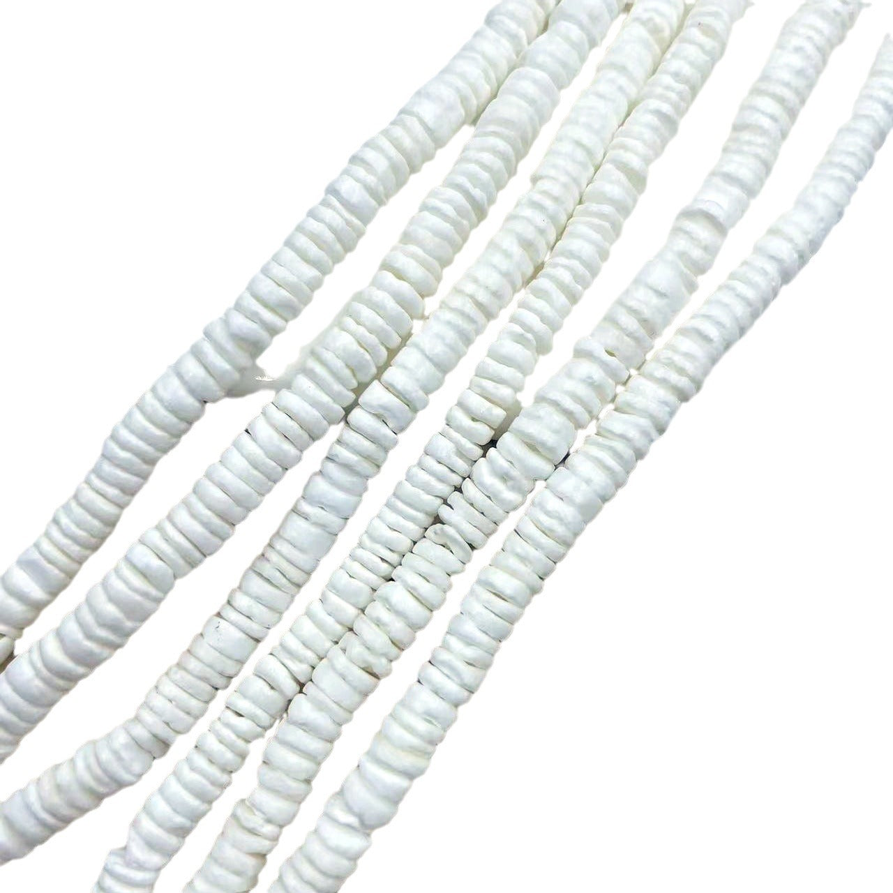 Polished Shell Spacer Bars For Jewelry Making, Diameter 8mm, White Baroque Style Beads