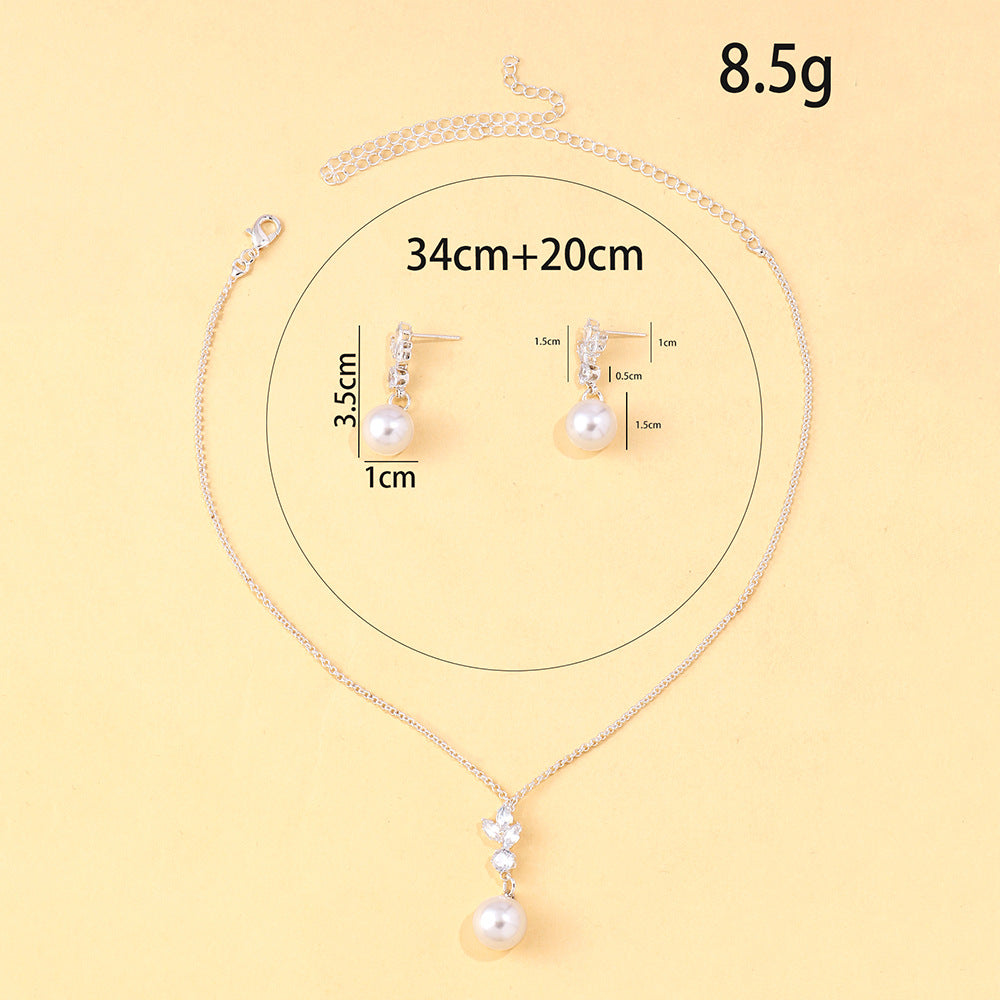 Luxurious Women’s Jewelry Set Featuring Leaf Pattern With Electroplated Zircon Material And Zircon Inlay