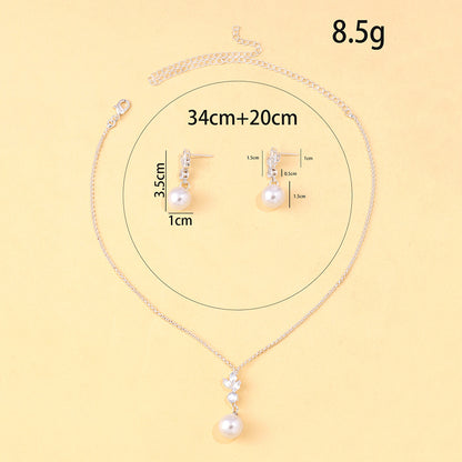 Luxurious Women’s Jewelry Set Featuring Leaf Pattern With Electroplated Zircon Material And Zircon Inlay