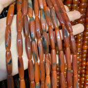 8x30mm Iron Sheet Red Agate Tube Beads/sticks 38cm