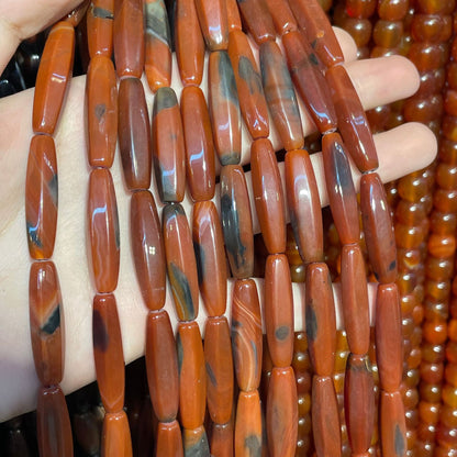 Faceted Agate Beads For Jewelry Making, Polished Finish, Available In Red
