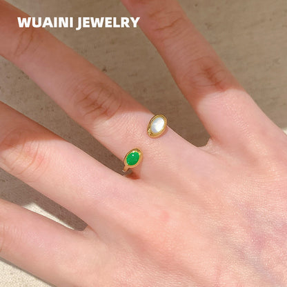 Open Rings Featuring Titanium Steel With 18K Real Gold Electroplated And Enamel Inlay Shell Design
