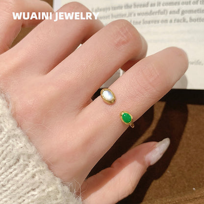 Open Rings Featuring Titanium Steel With 18K Real Gold Electroplated And Enamel Inlay Shell Design