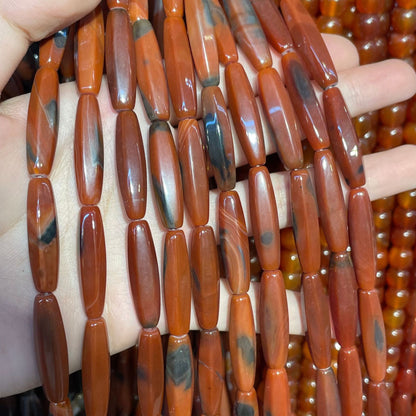 Faceted Agate Beads For Jewelry Making, Polished Finish, Available In Red