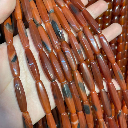 Faceted Agate Beads For Jewelry Making, Polished Finish, Available In Red