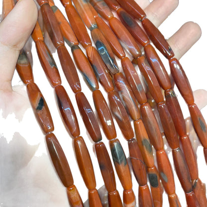 Faceted Agate Beads For Jewelry Making, Polished Finish, Available In Red
