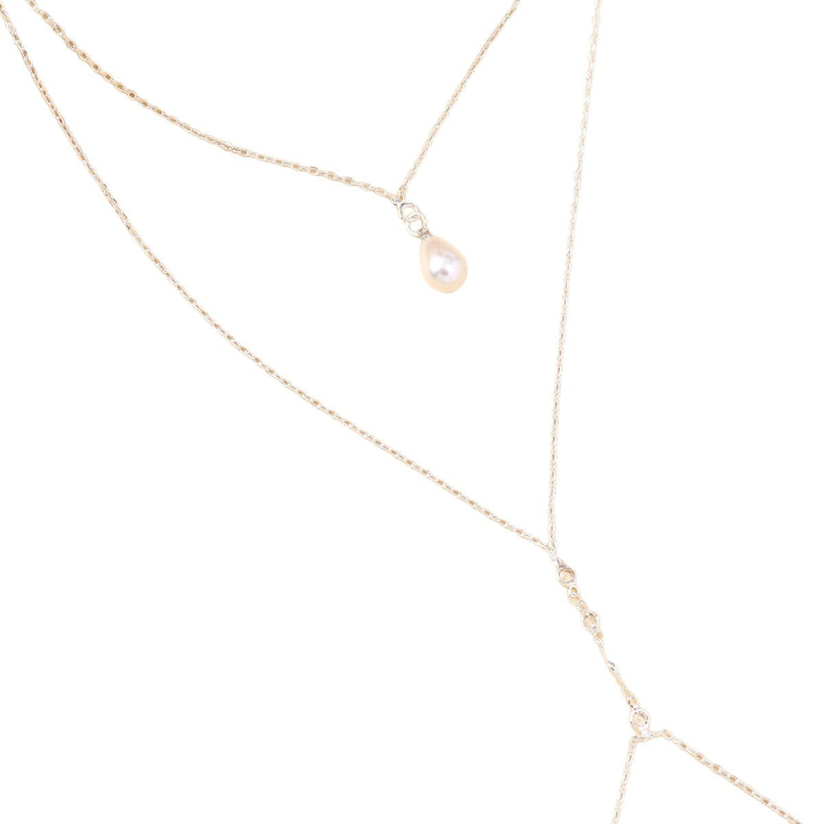 Silver Alloy Body Chain For Women In Simple Style With White Crystal Inlay And Electroplated Finish