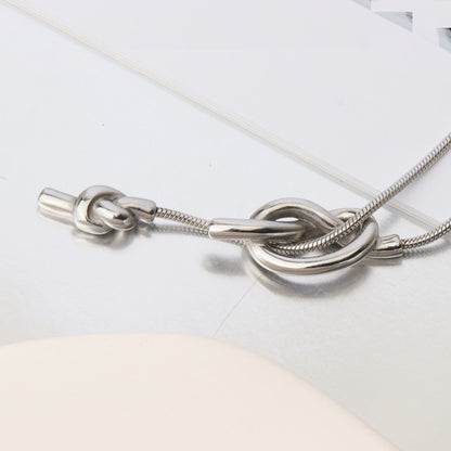 Tassel Sweater Chain Necklace In Electroplated Titanium Steel With Snake Chain, Unisex Design